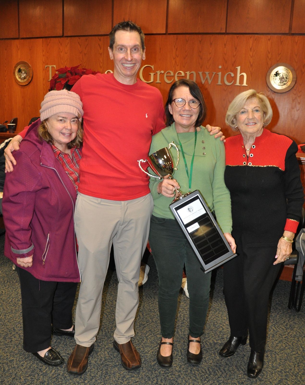 Fred DeCaro with a voter turnout trophy